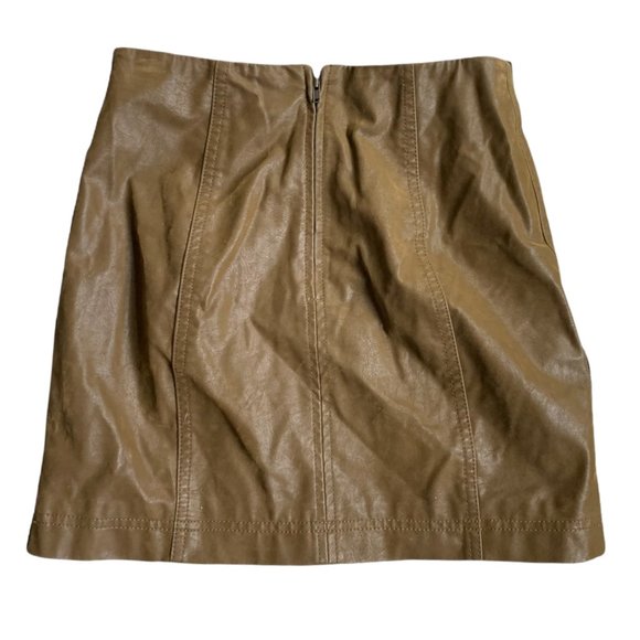 Free People Modern Femme Vegan Suede Mini Skirt Tobacco Size 0 - Picture 3 of 8
